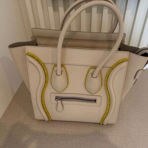 NEW Celine Cream Leather Detail Tote Bag
